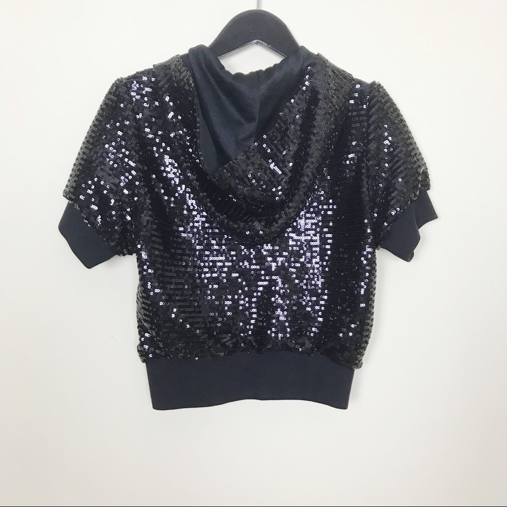 NWOT CoTTure Black Sequin Bomber Jacket